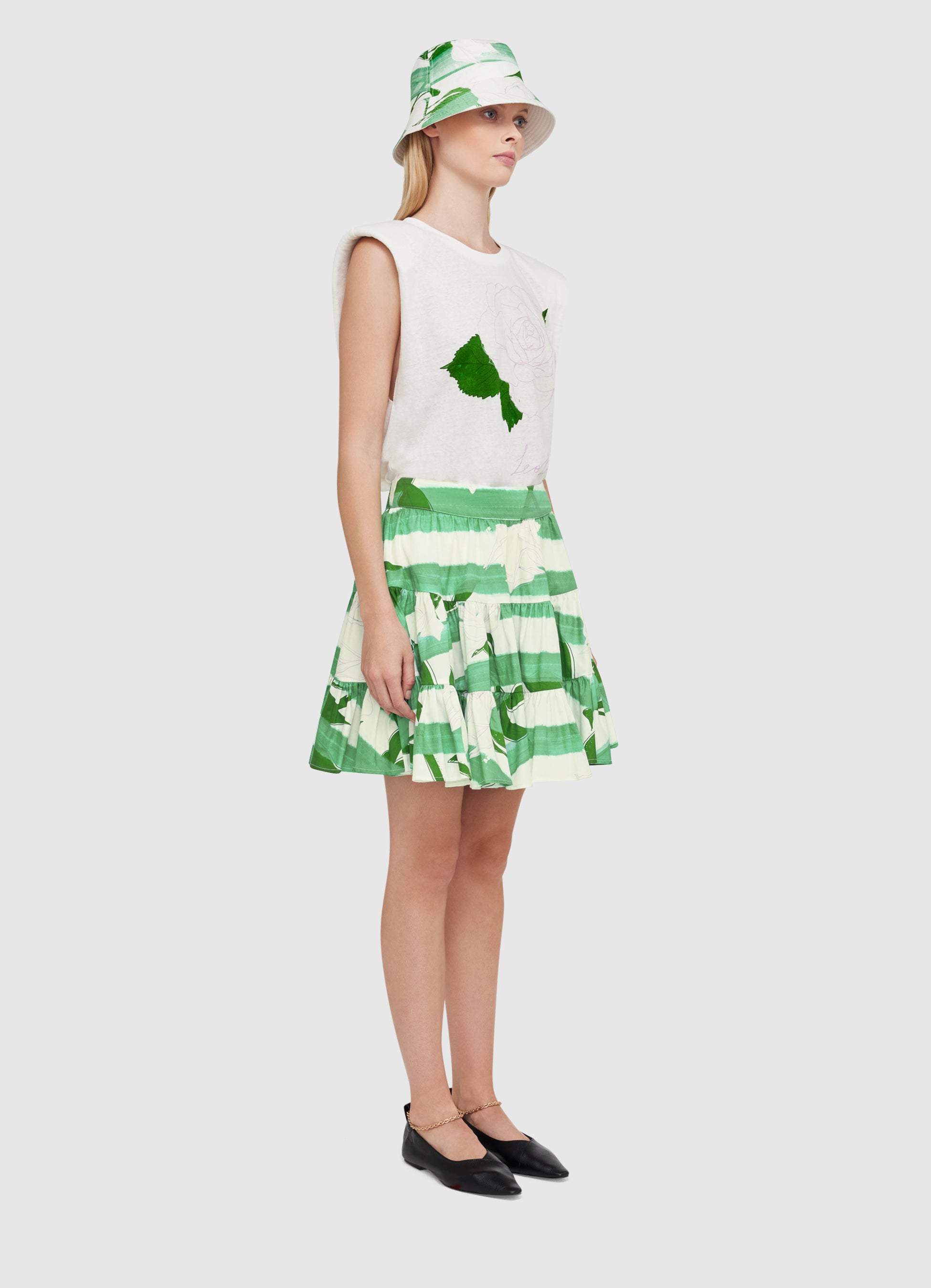 Rose Blanche Ruffled Mini Skirt | LEO LIN