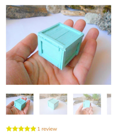 Fifth review- handmade miniature transporting box in light blue colour and in 1/12th scale