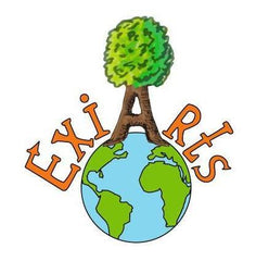 ExiArts brand logo with a tree a planet and writing ExiArts