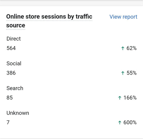 Online store sessions by traffic source on ExiArts website for November 2021