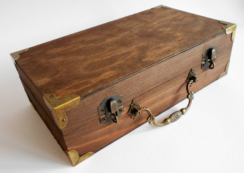 Wooden box pictured on a white background