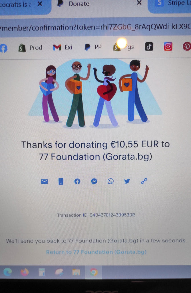 Donation of 10.55 Euro to the 77 Foundation for planting tree across Bulgaria