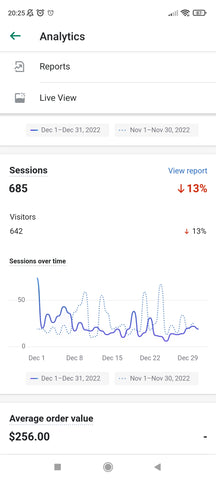 ExiArts website sessions and unique visitors for December 2022