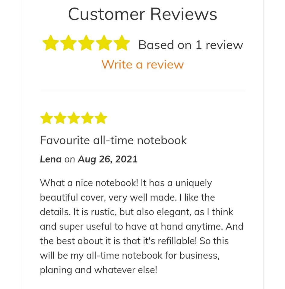 favourite all-time notebook five star product review by Lena from Austria