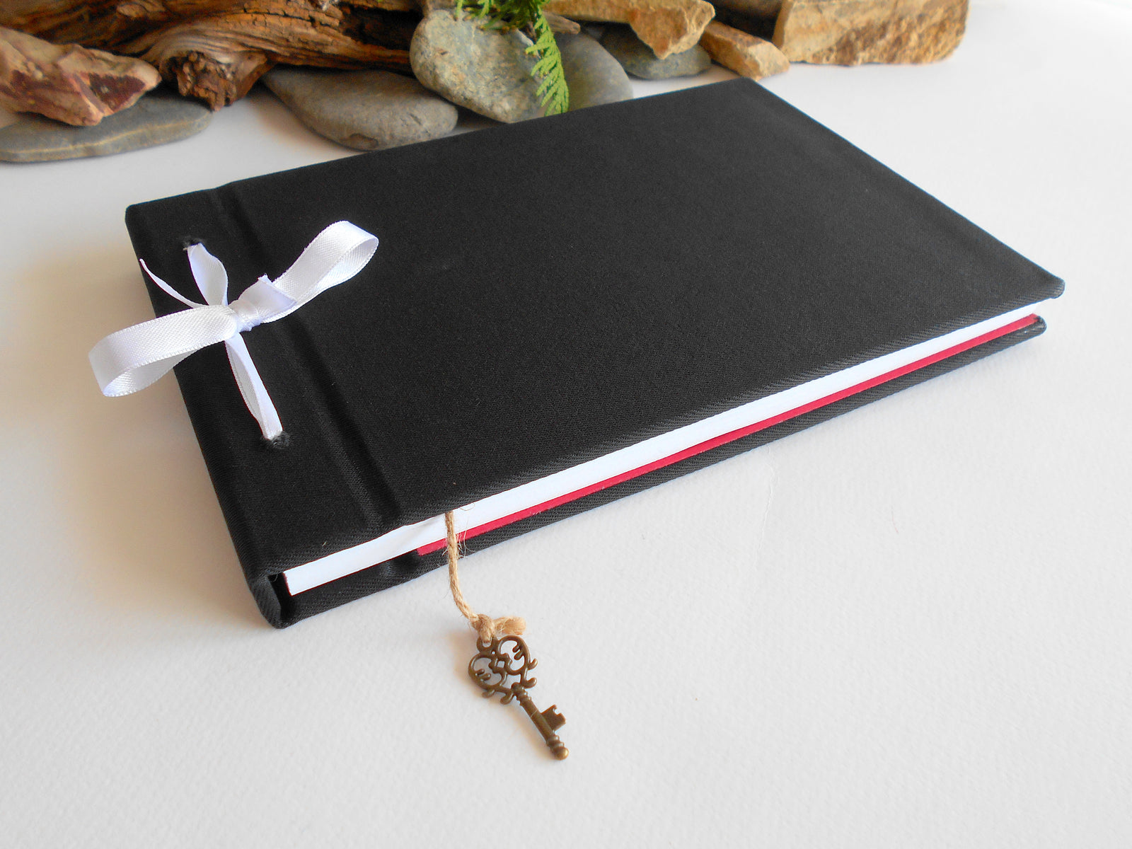 Handmade black fabric journal- 100% recycled pages- customised sketchb -  Exiarts & Ecocrafts