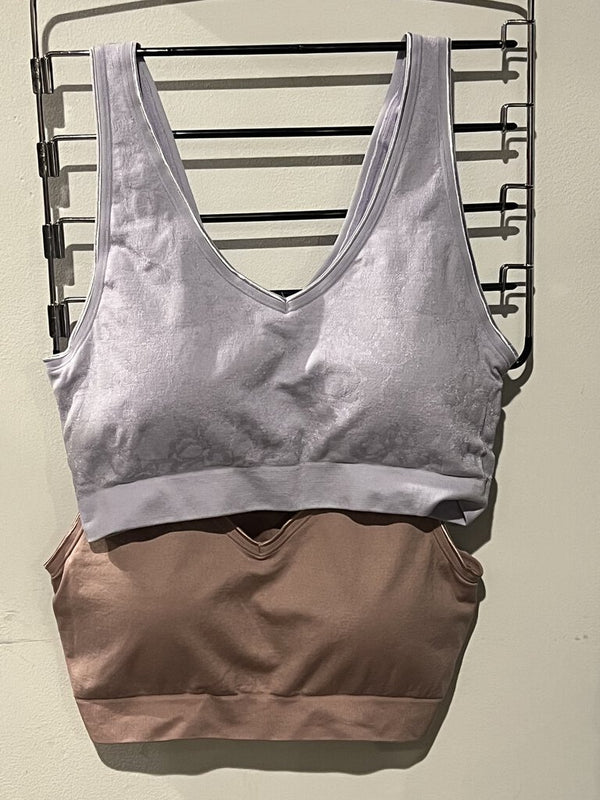 R45 Lrg BLK/SAND Anybody Set/2 seamless bras