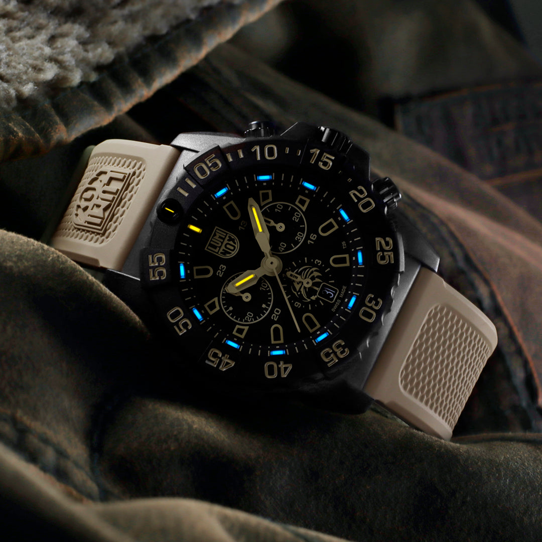 The watch, features the brand's signature long-lasting LLT illumination system.