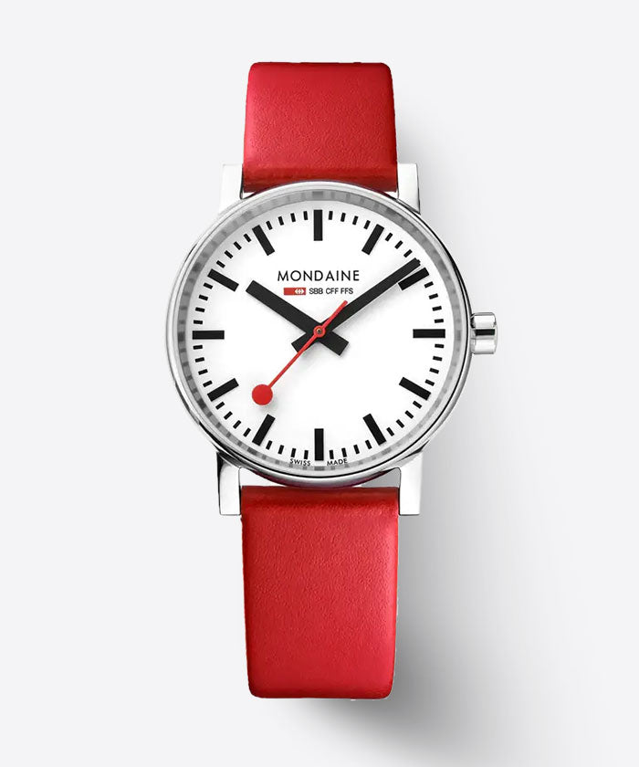 Mondaine Evo2 red strap ladies watch