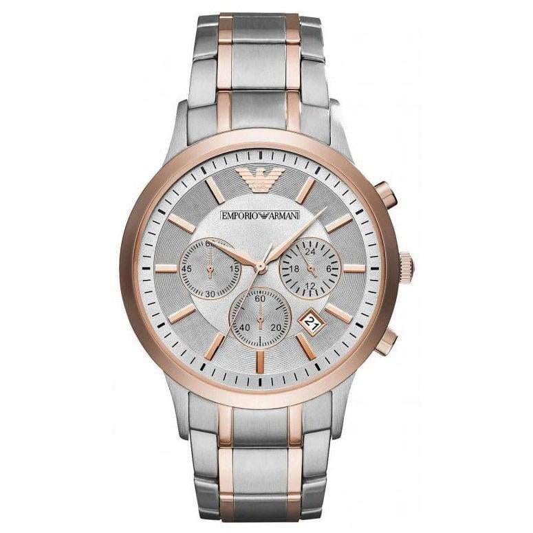 silver and gold armani watch mens