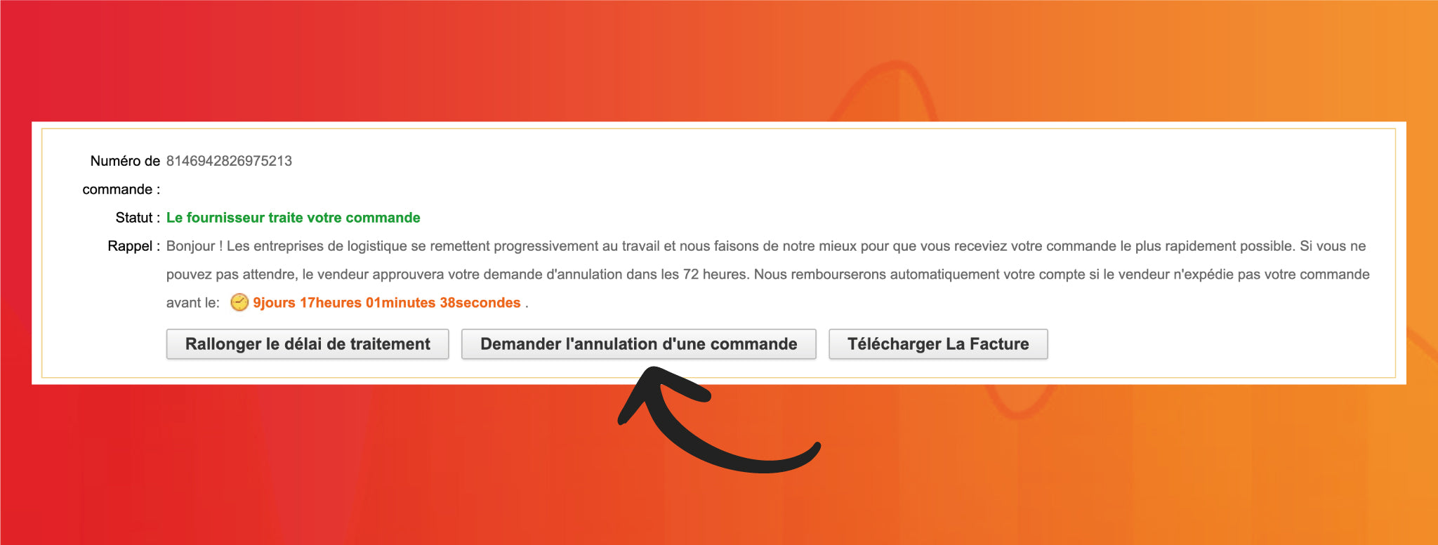 annulation commande aliexpress