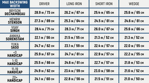 deWiz Data averages for Maximum Backswing Width data point.