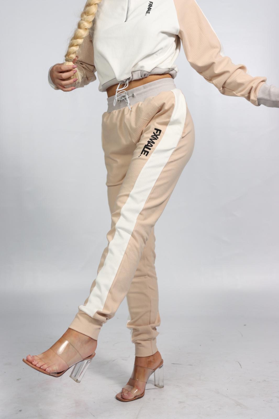 Hør efter Pacific Jet White and Nude Tracksuit Joggers – Female Avenue