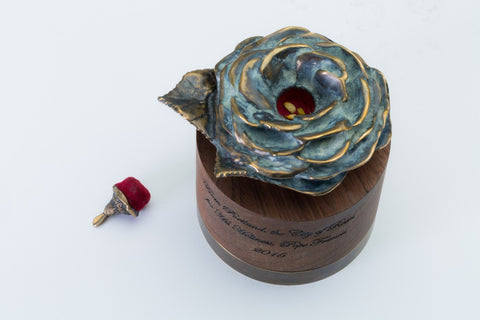 Portland Rose Reliquary with White Rose Seeds