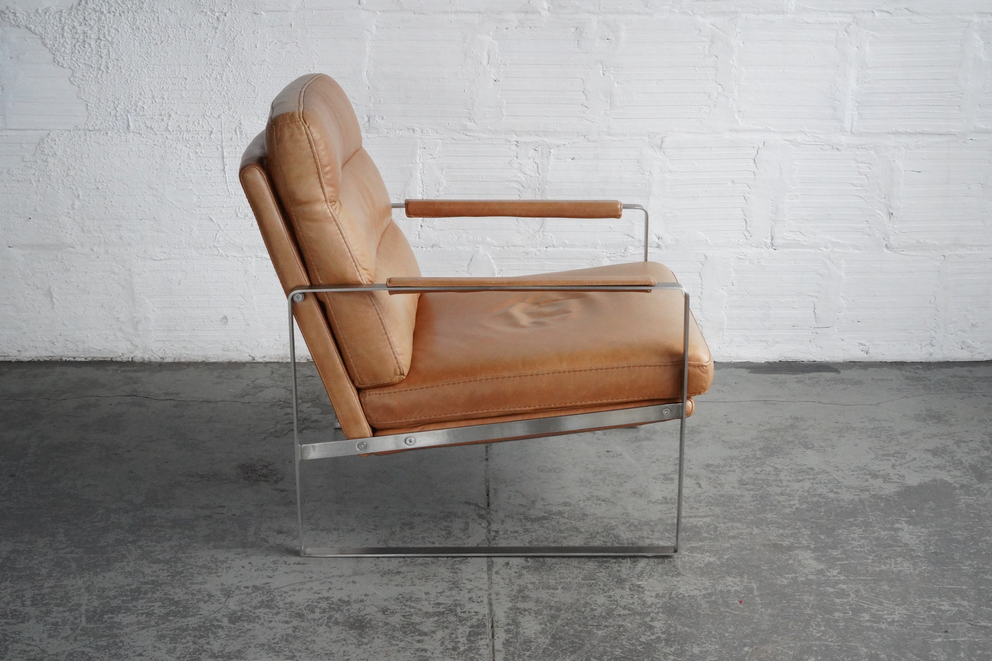 leather and steel armchair