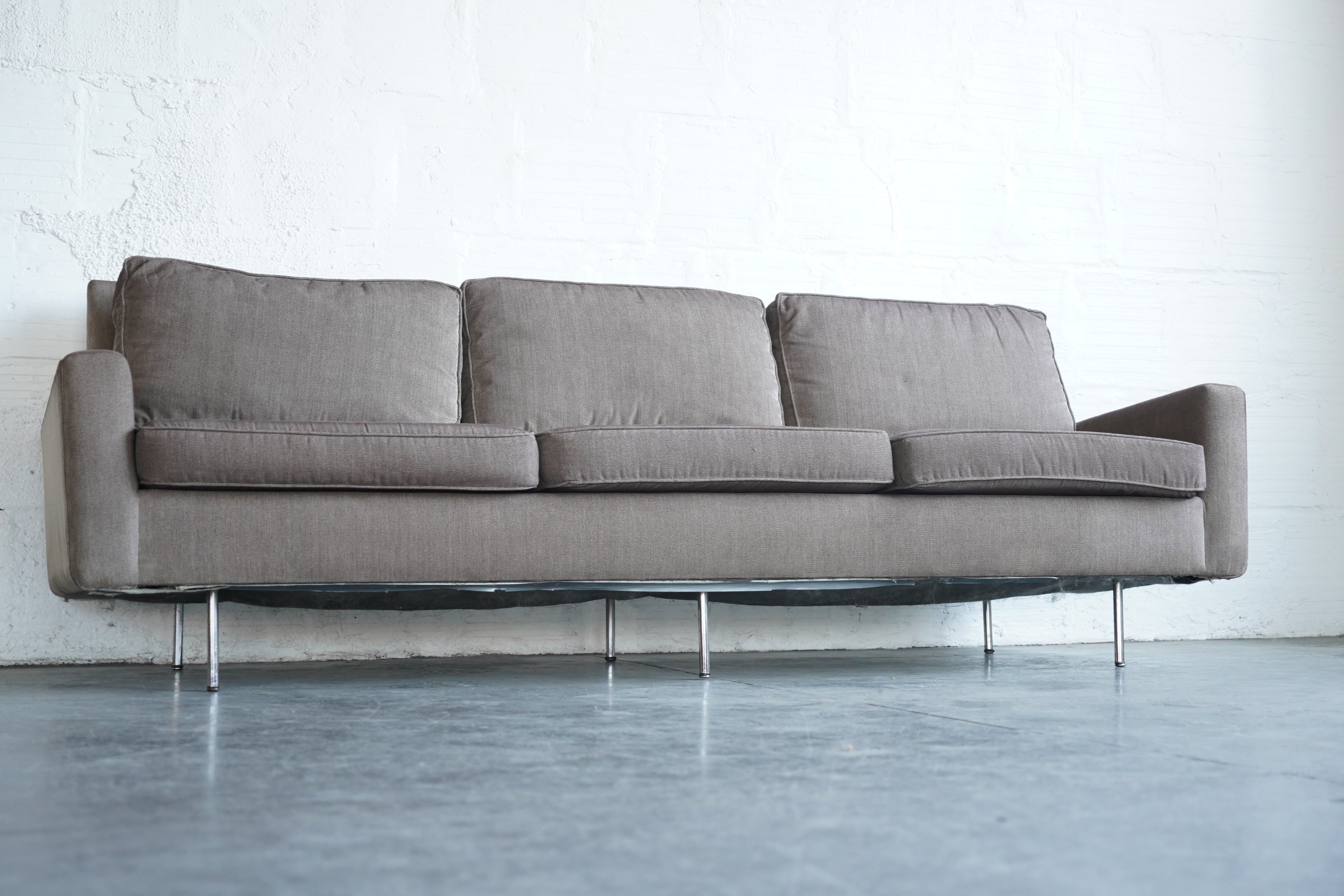 Gray Knoll Sofa with Chrome Base