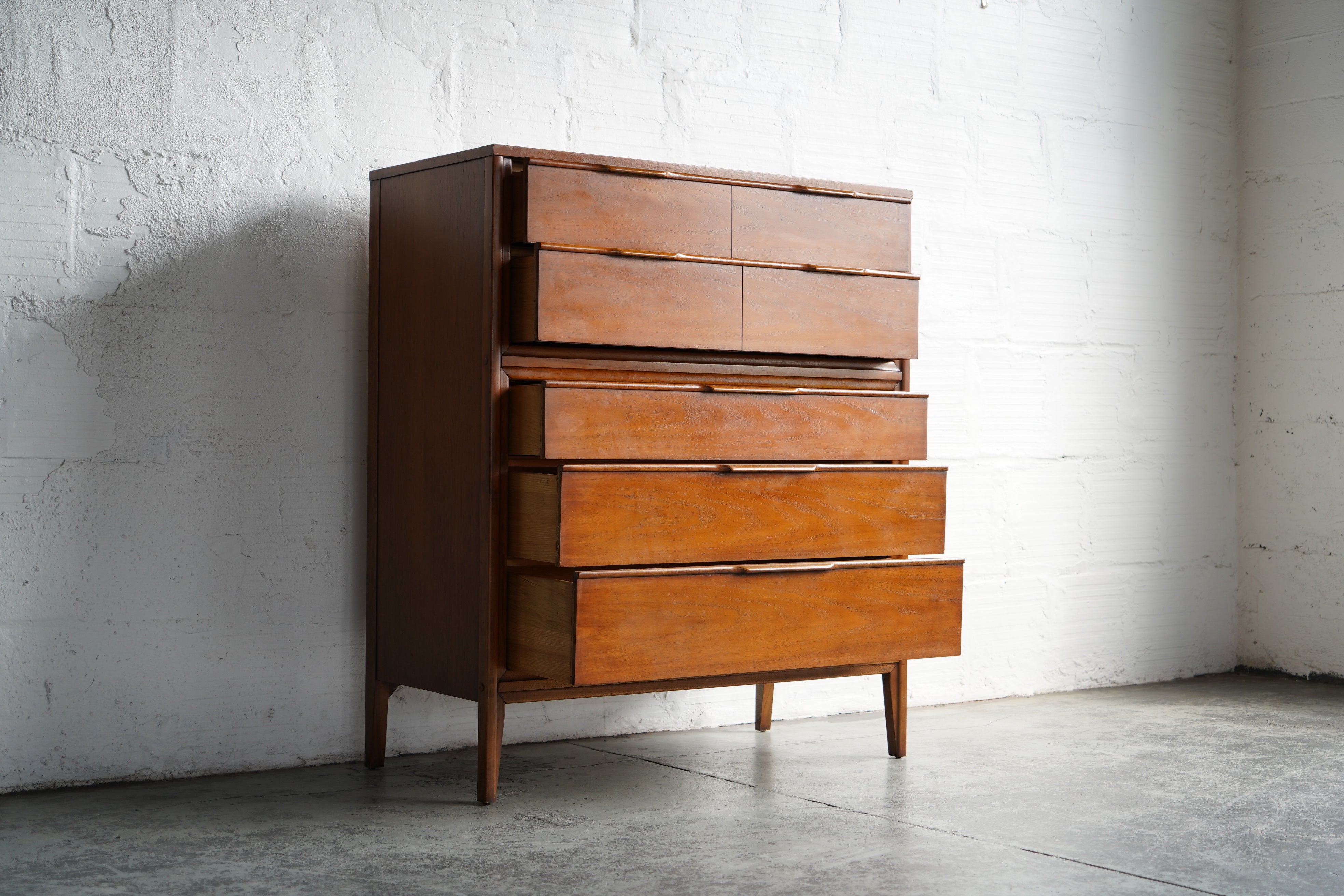 Mid-Century Walnut Highboy Dresser by Kent Coffey