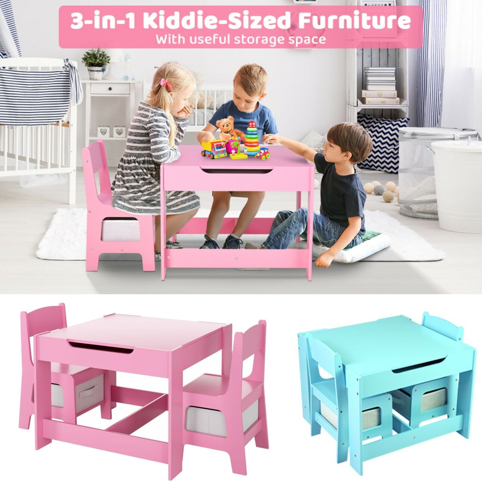 WB0181 Toddler Flower Table and 2 Chair Set