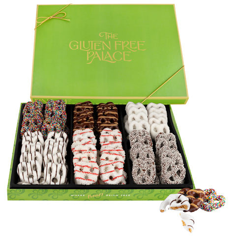 A GIFT FOR YOU Chocolate Covered Pretzels Gift Basket 4 Flavors