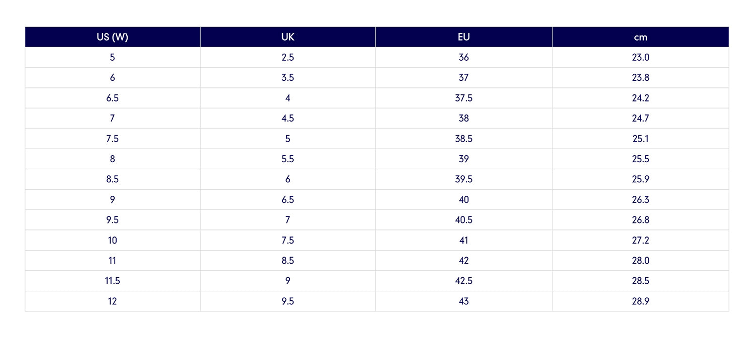 TIEM Athletic Size Chart