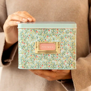 Strawberry Meadow Tin Recipe Box - So Chic Boutique 