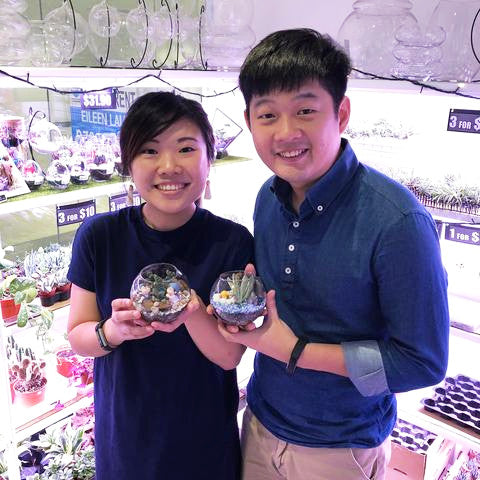 Couple terrarium workshop at Lush Glass Door