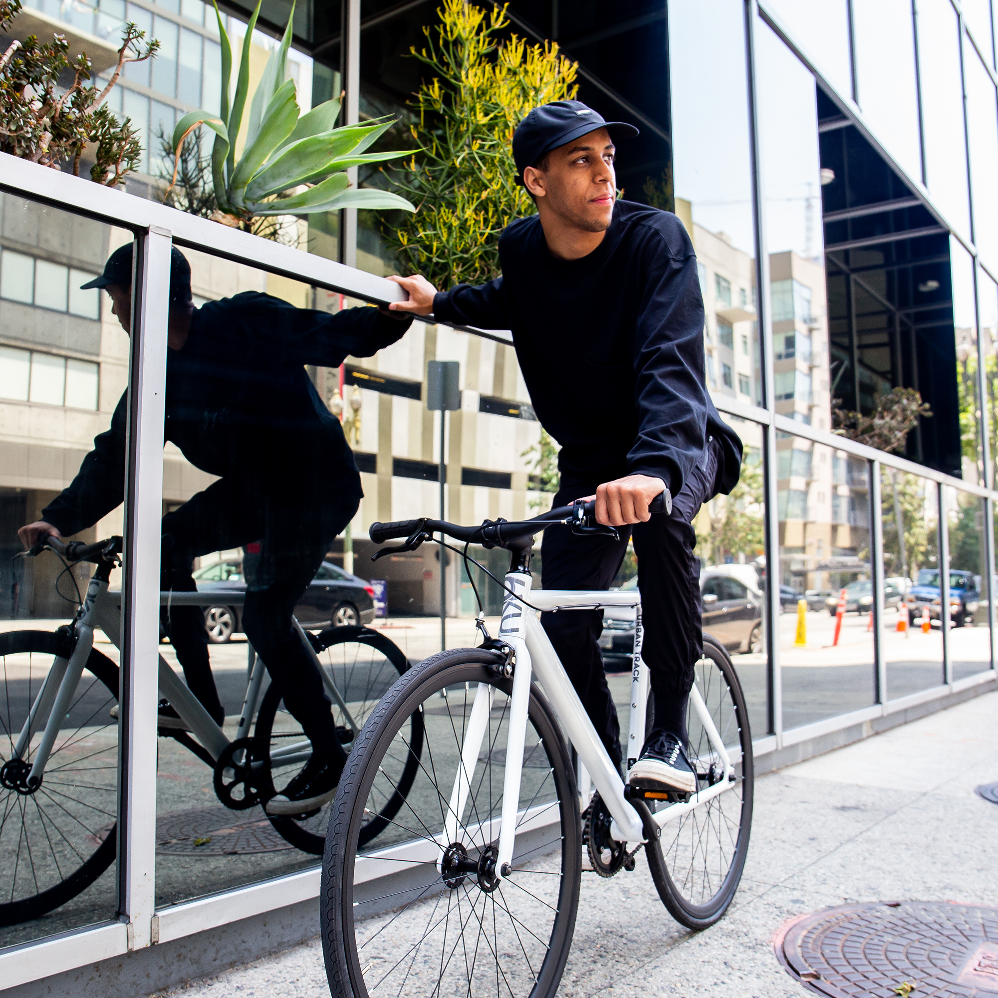 white fixed gear bike