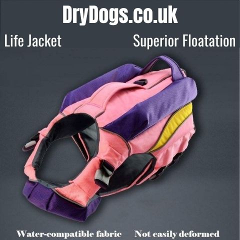 Dog Life Jackets. Ideal for beach. Superior flotation, pink and hi vis