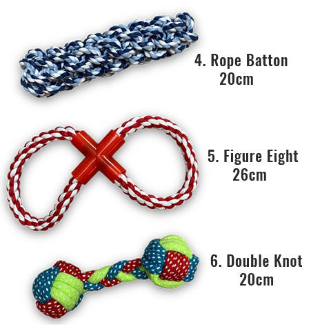 Multi pack rope dog toys