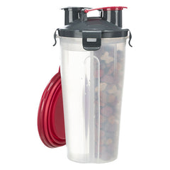 Dual water and food pet container for travelling