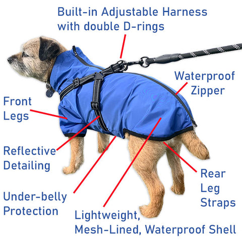 summer dog coat with built in harness