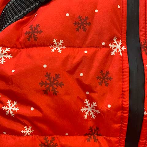 snowflake christmas winter dog coat with built in harness