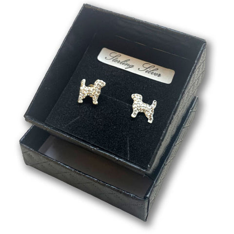 silver sterling stud earrings dog paw