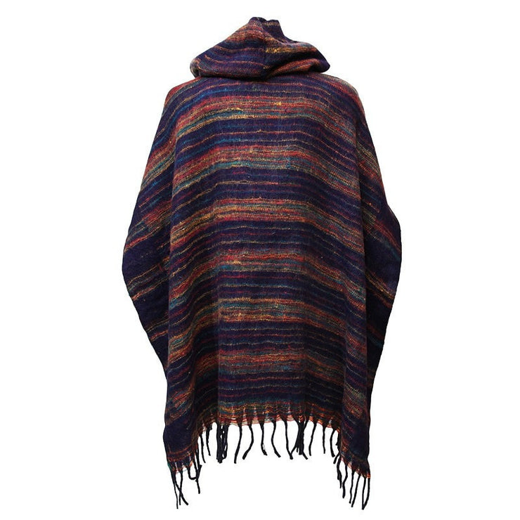 Warm Indian Hooded Poncho Dark Blue – The Hippy Clothing Co.