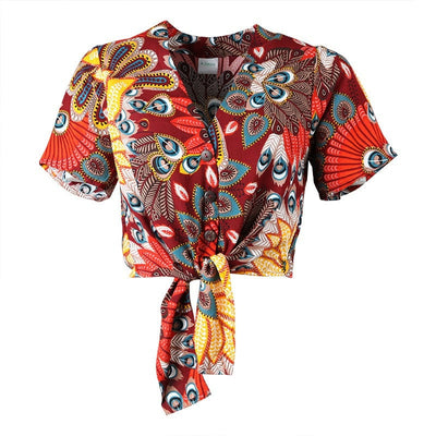 Tropical Peacock Print Tie Crop Shirt – The Hippy Clothing Co.