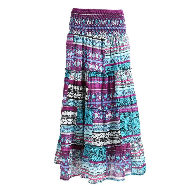 Maxi Skirt with Shirred Waist in Mixed Floral Print – The Hippy ...