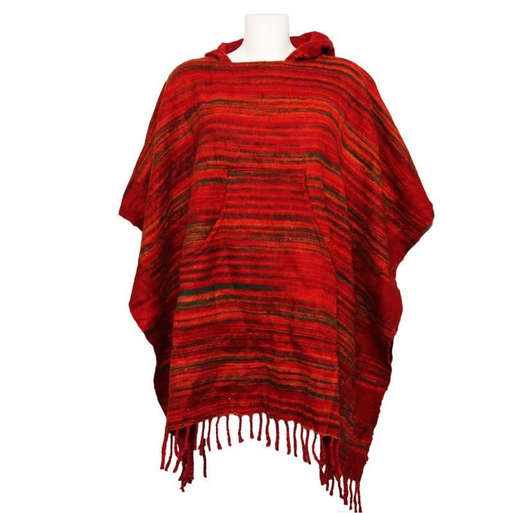 Warm Indian Hooded Poncho Red – The Hippy Clothing Co.