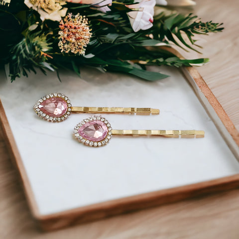 Pink Rhinestone Hair Pins