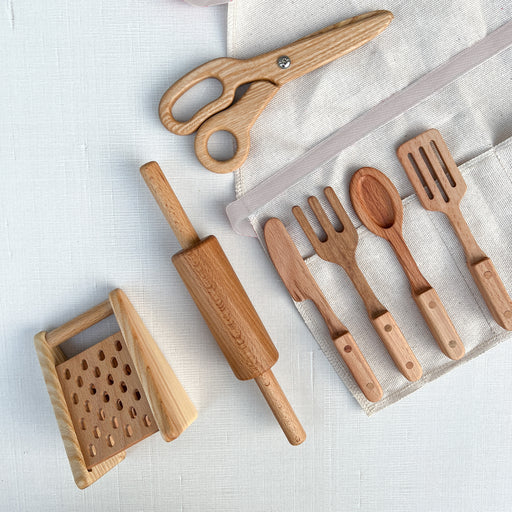 Handmade - Wooden Tool Set with Roll Up Case