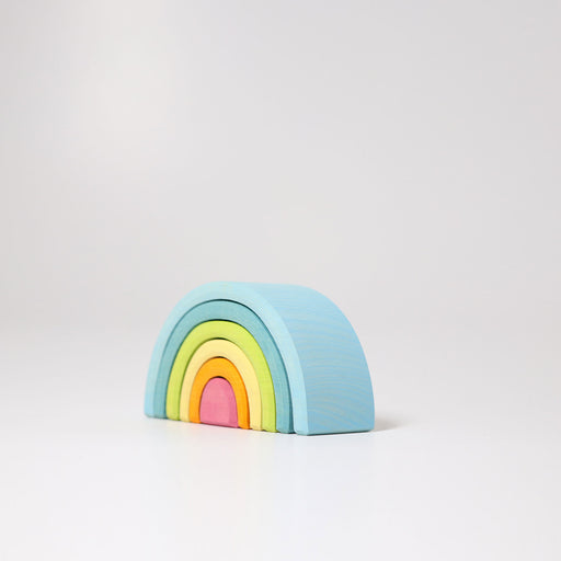 Mini 6-Piece Wooden Rainbow Stacking Tunnel - Grimm's Mini Rainbow