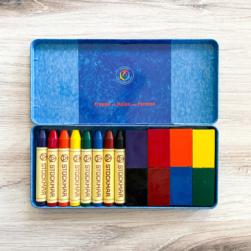 Stockmar Crayons Beeswax safe and nontoxic drawing wax block pen 8 16 color  tin box Nurture the sense Colouring qualities