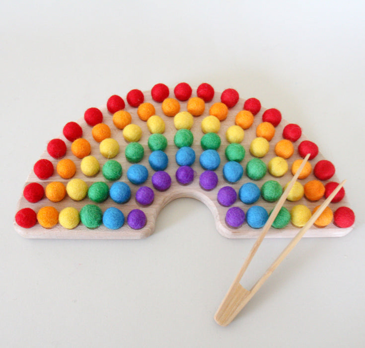 Rainbow Sorting Board with Wool Felt Balls
