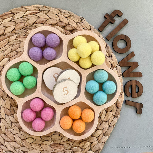 Wooden Rainbow Sorting Board with Wool Felt Balls — Oak & Ever