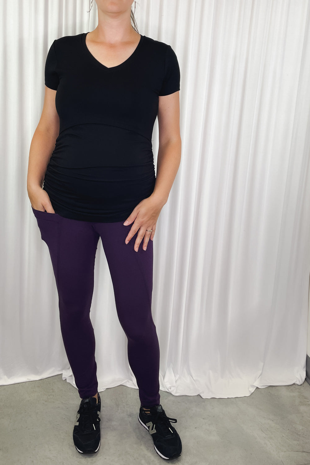 Maternity leggings - dark heather grey – Atelier Véronique B