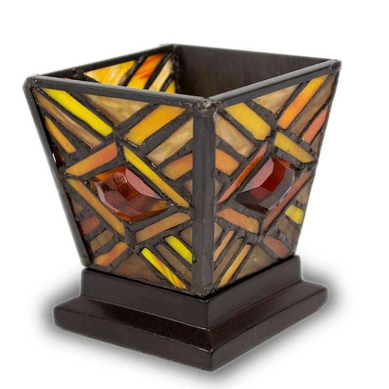 Amber Mission Stained Glass-Keepsake Urn Candleholder