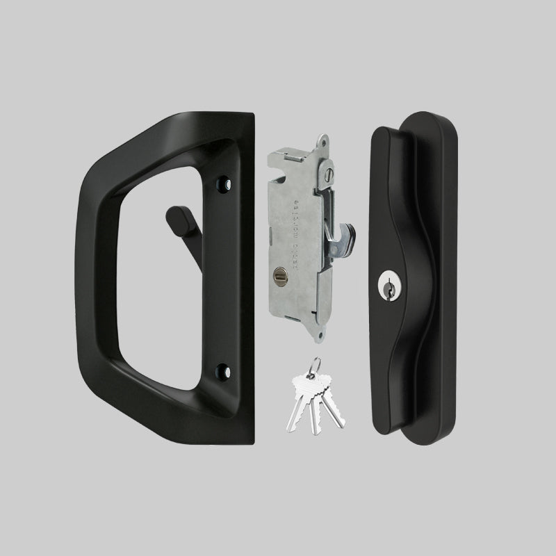 EASILOK A10 Sliding Patio Door Handle Set(with cylinder) , Matte Black