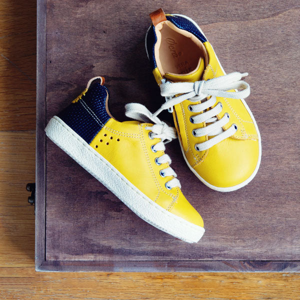 boys navy leather trainers