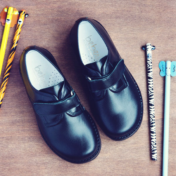 boys black velcro school shoes