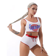 Sexy Basketball Lingerie Cheerleader Role Play Uniform Cropped Tank Top with Drawstring Hot Pants