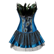 Embroidery Peacock Princess Corset Showgirl Dress Cosplay Feathers Bustier
