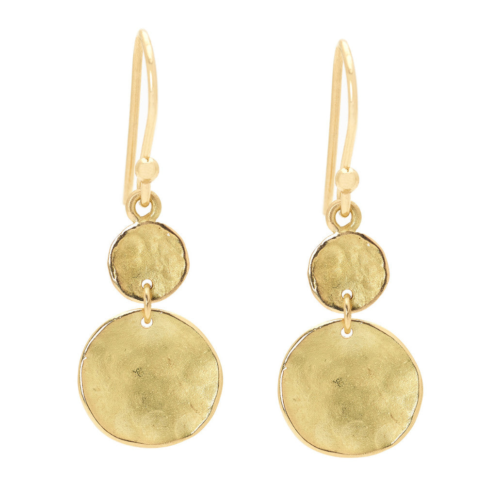 18K YELLOW GOLD HAMMERED DISC EARRINGS – Belle Cose